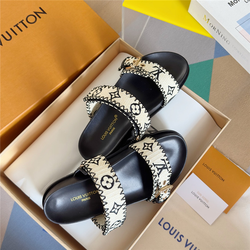 l0vis Vvtt0n bom dia flat comfort mule black raffia