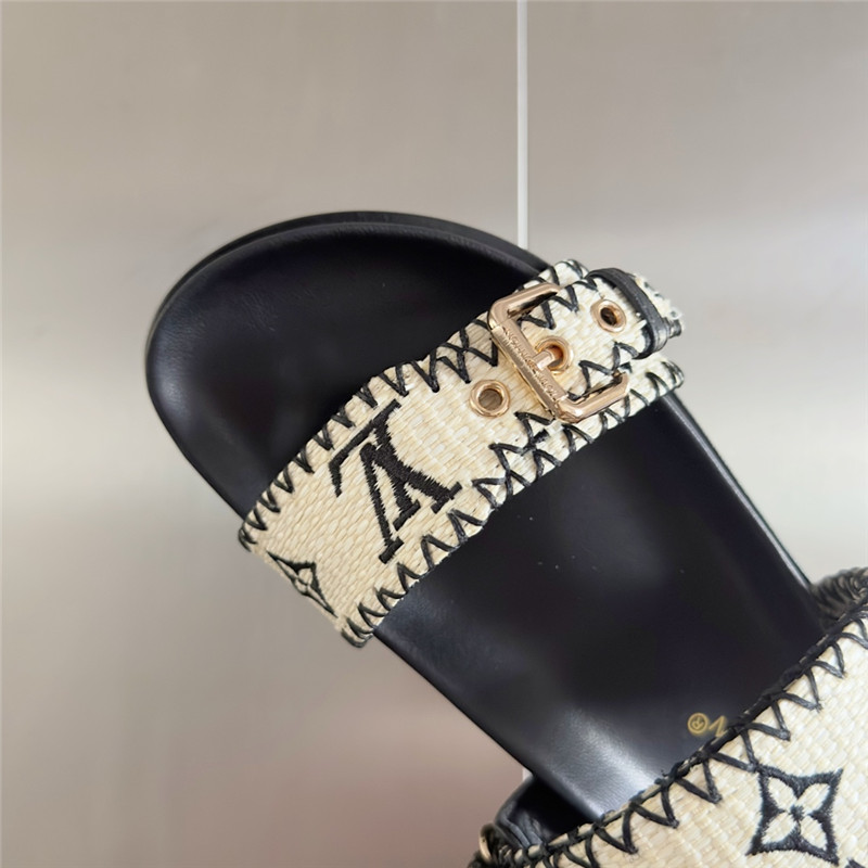 l0vis Vvtt0n bom dia flat comfort mule black raffia