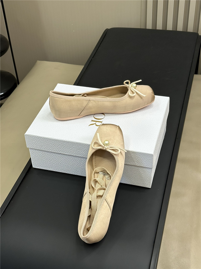 chr1st1an D10r d-joy beige satin ballet flats
