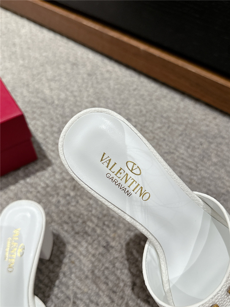 Va1e*ntin0 vlogo signature white leather slide sandals 60mm