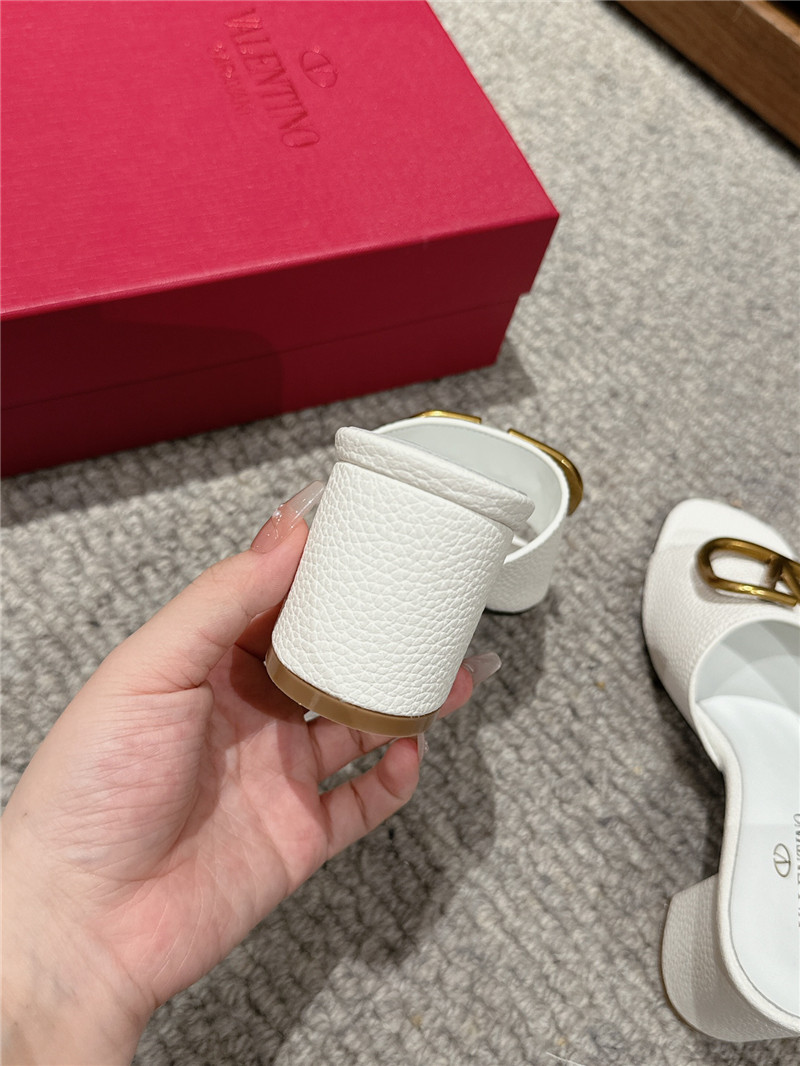 Va1e*ntin0 vlogo signature white leather slide sandals 60mm