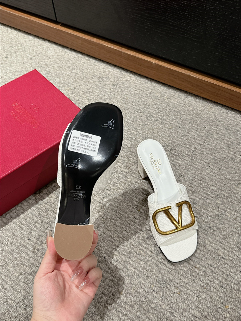 Va1e*ntin0 vlogo signature white leather slide sandals 60mm