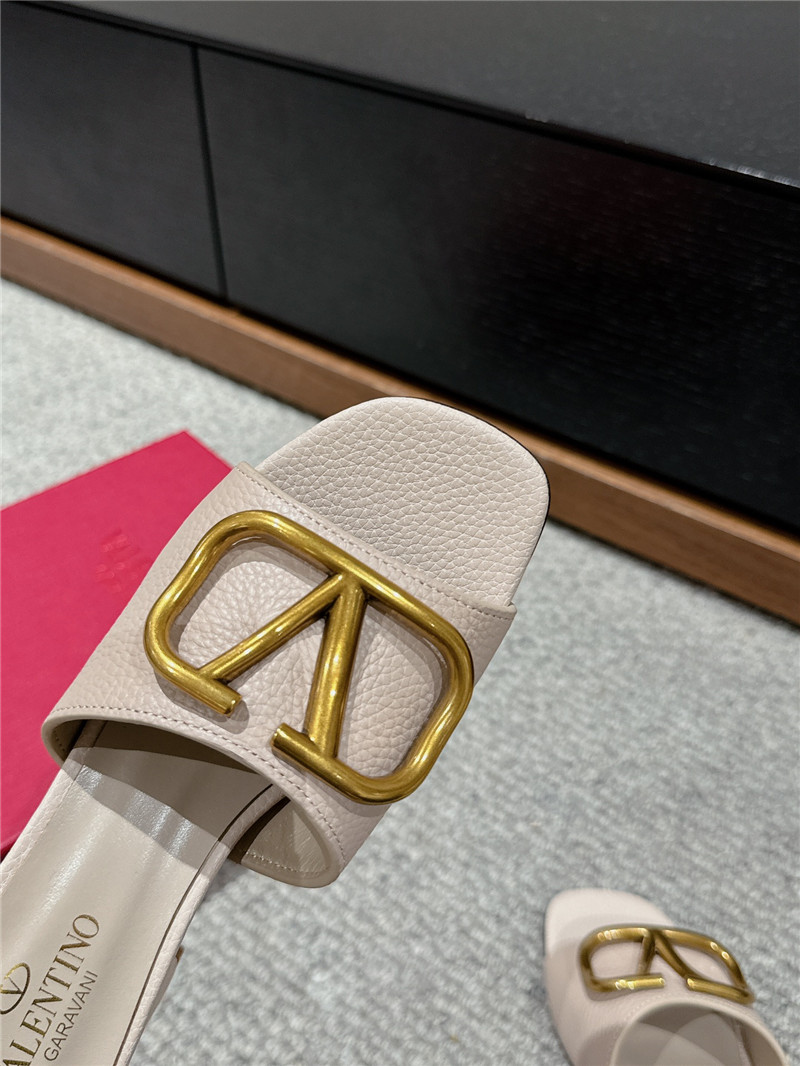 Va1e*ntin0 vlogo signature neutral leather slide sandals 60mm