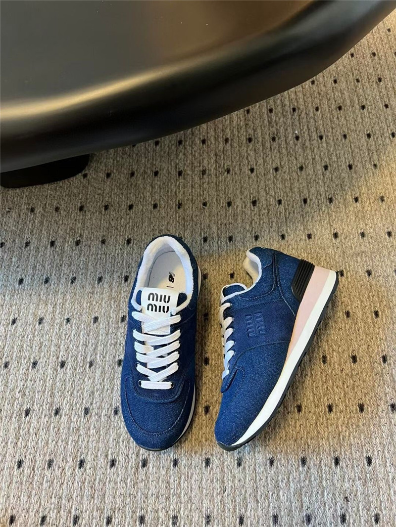Miu Miu Plume Suede Sneakers Blue