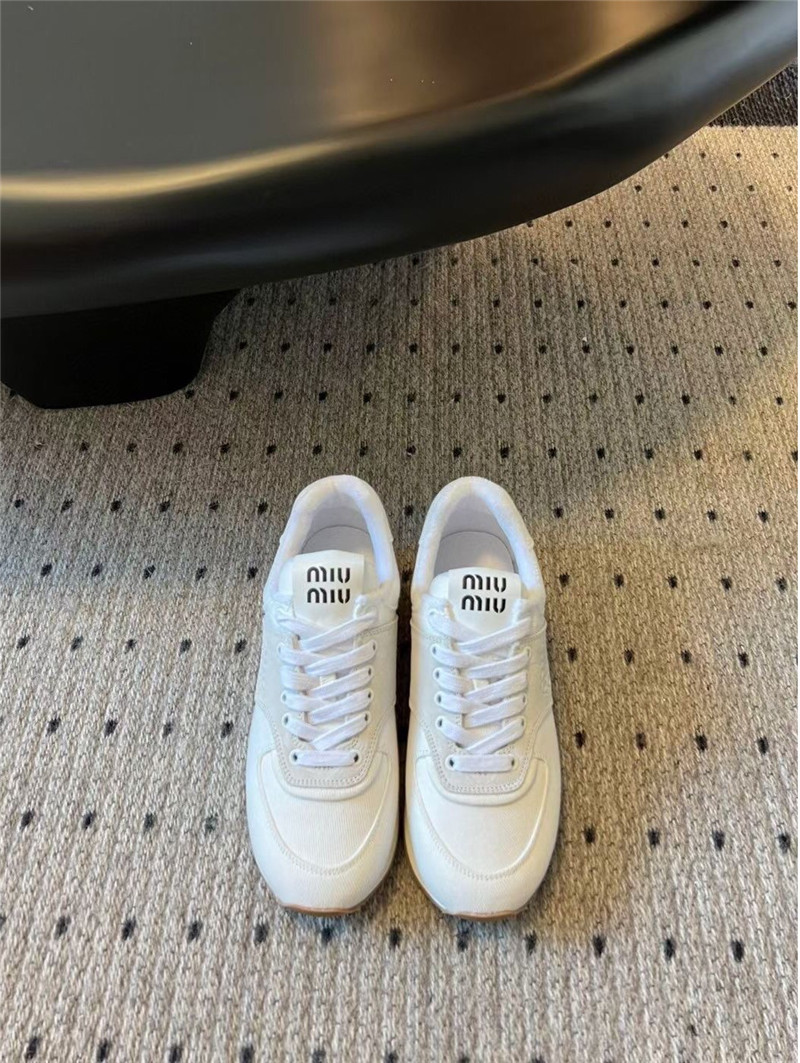 Miu Miu Plume Suede Sneakers White