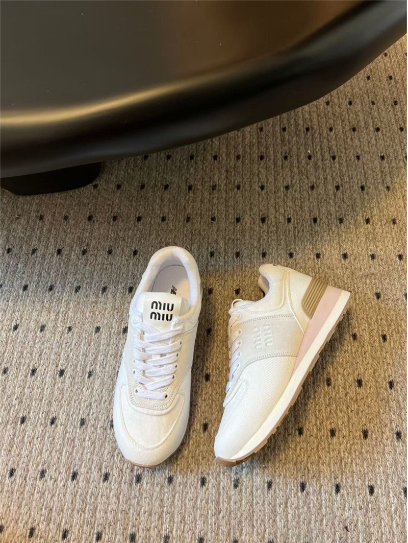 Miu Miu Plume Suede Sneakers White