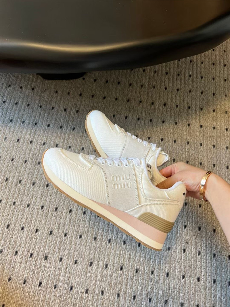 Miu Miu Plume Suede Sneakers White