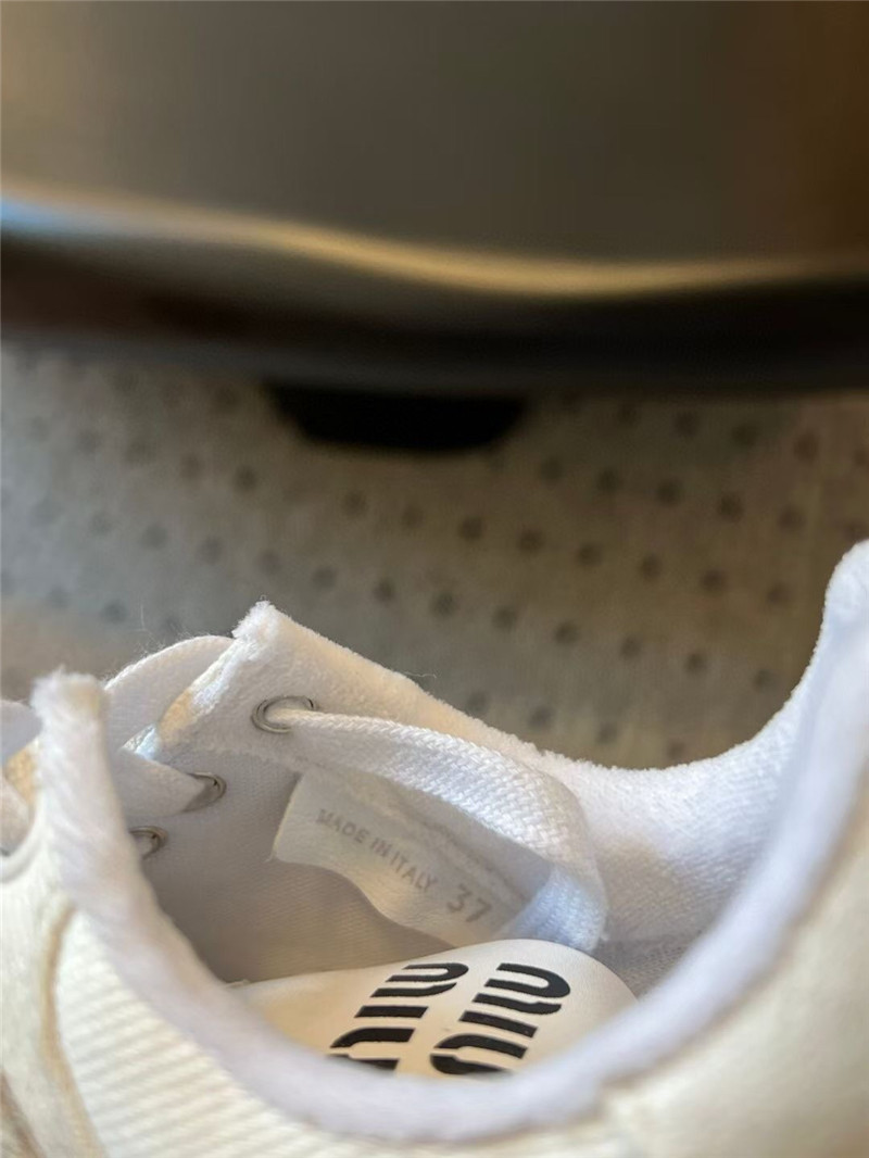 Miu Miu Plume Suede Sneakers White