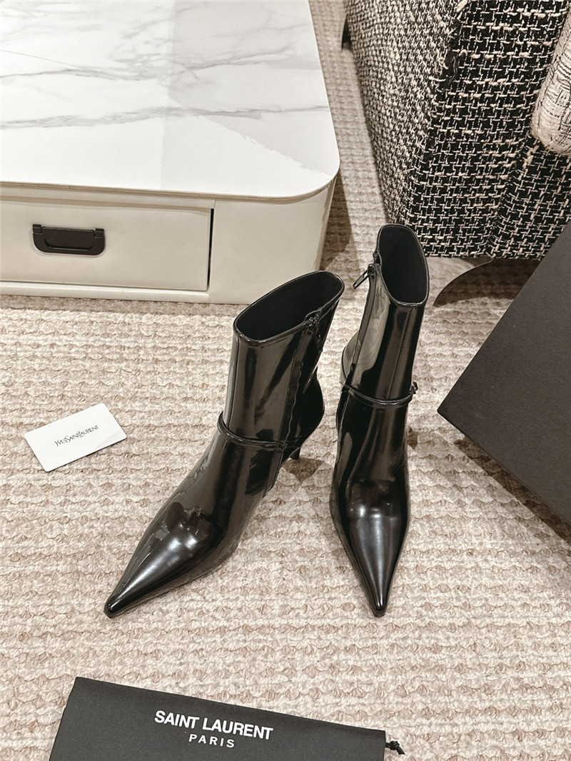 Sa1nt Lau*nt vendome patent buckle stiletto booties