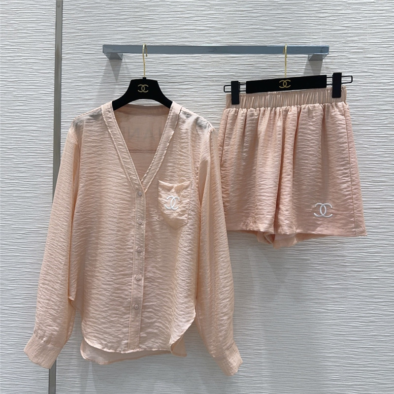 Ch**el shirt + shorts set replica designer clothes