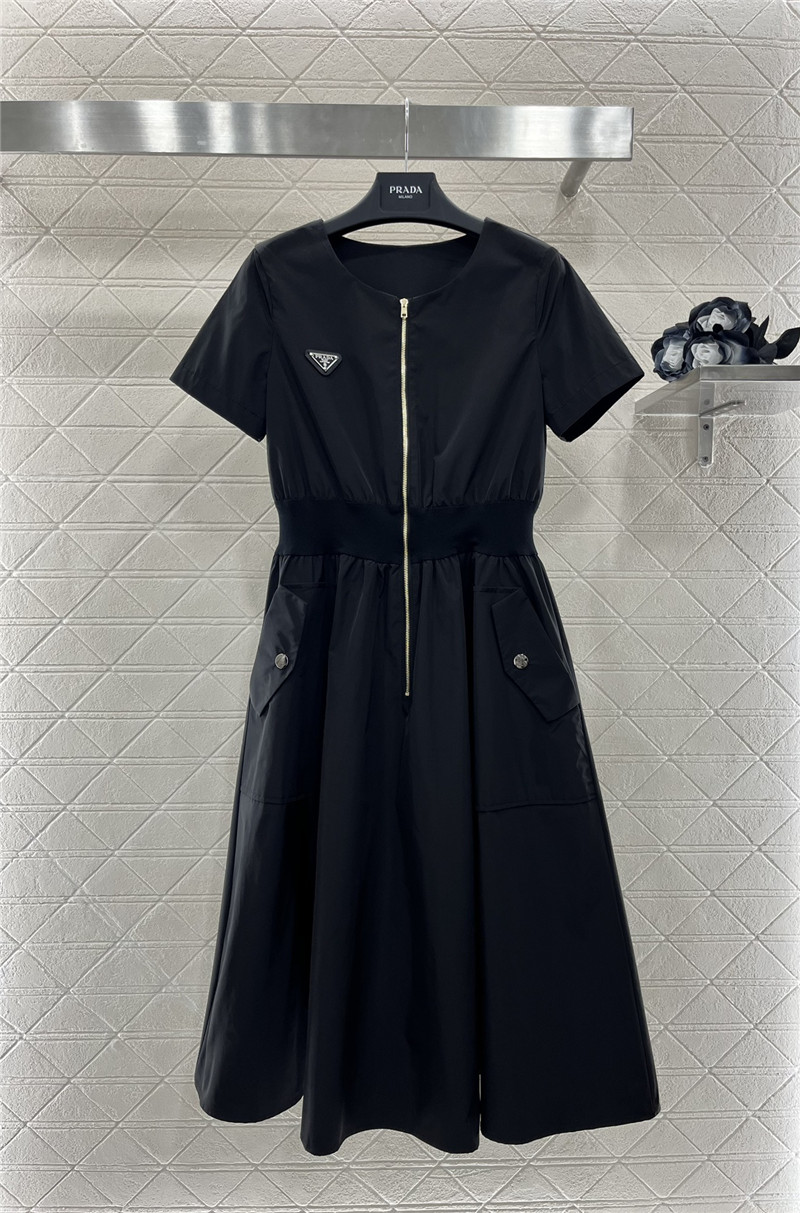 Pra*a zipper short sleeve dress replica clothing sites