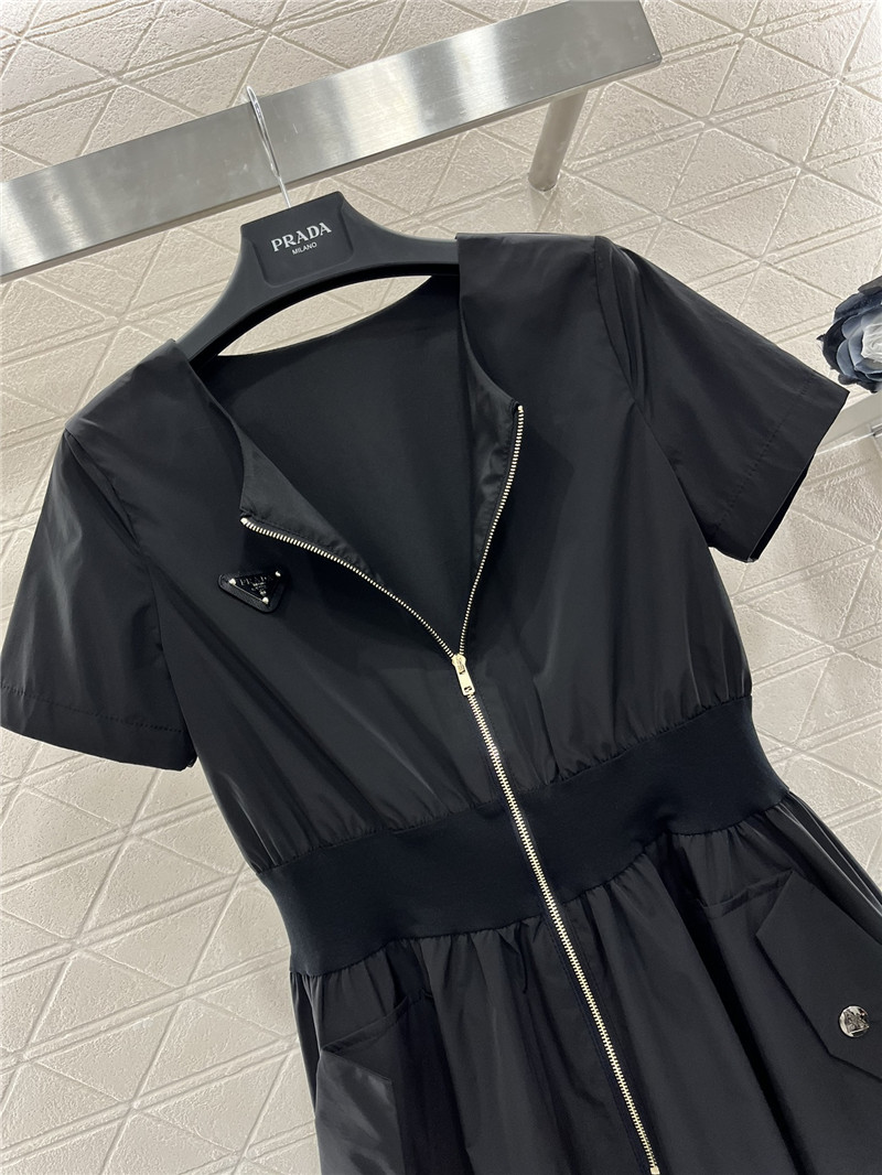 Pra*a zipper short sleeve dress replica clothing sites