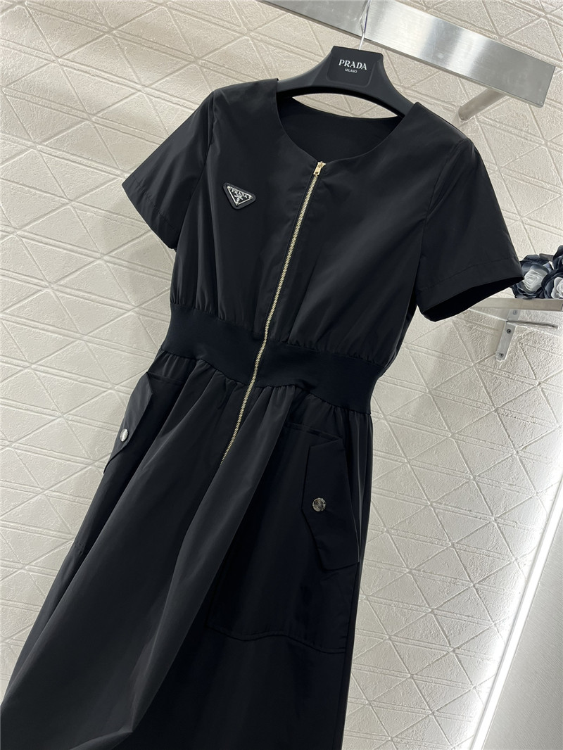 Pra*a zipper short sleeve dress replica clothing sites
