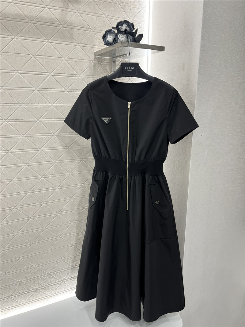 Pra*a zipper short sleeve dress replica clothing sites