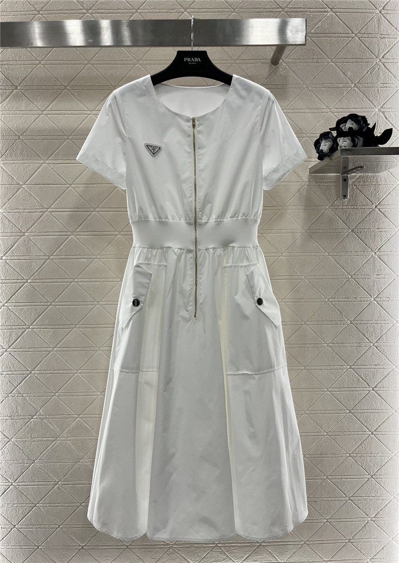 Pra*a zipper short sleeve dress replica clothing sites