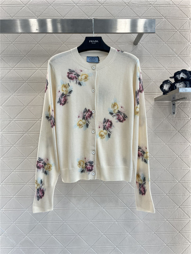 Pra*a floral print wool cardigan