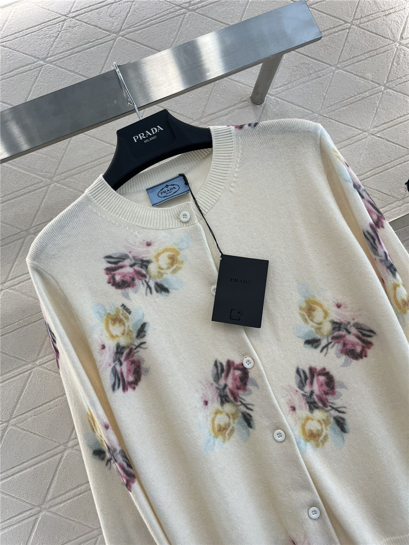 Pra*a floral print wool cardigan