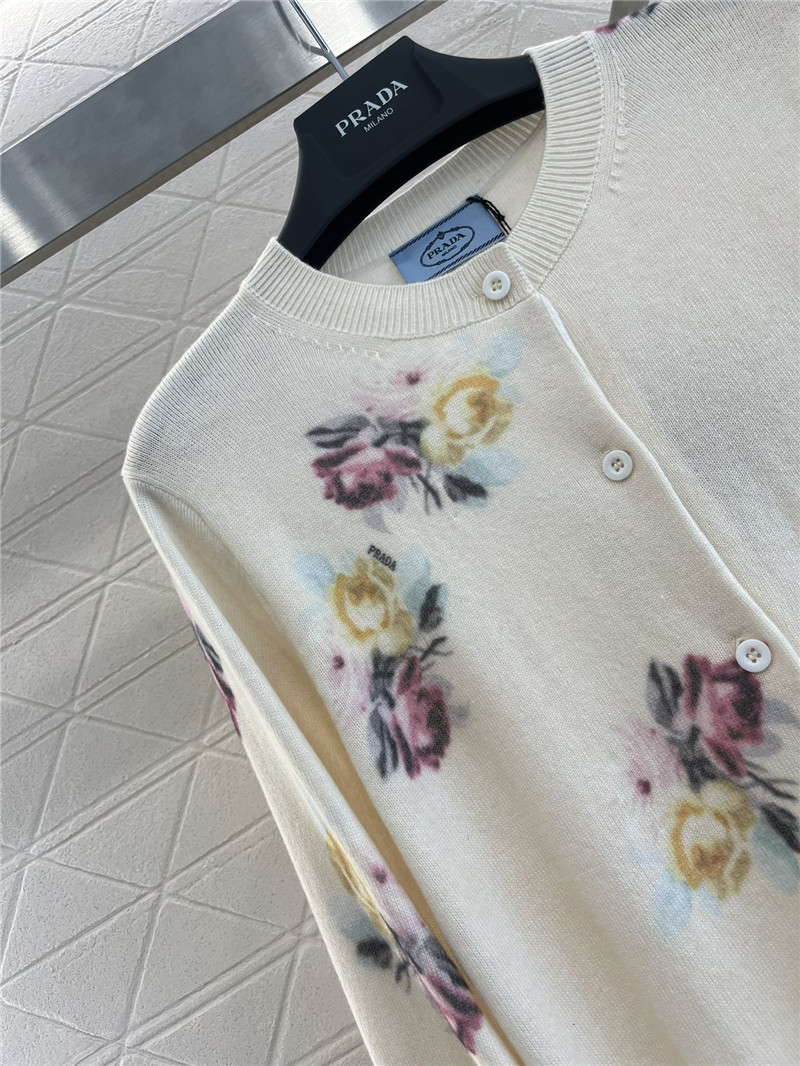 Pra*a floral print wool cardigan