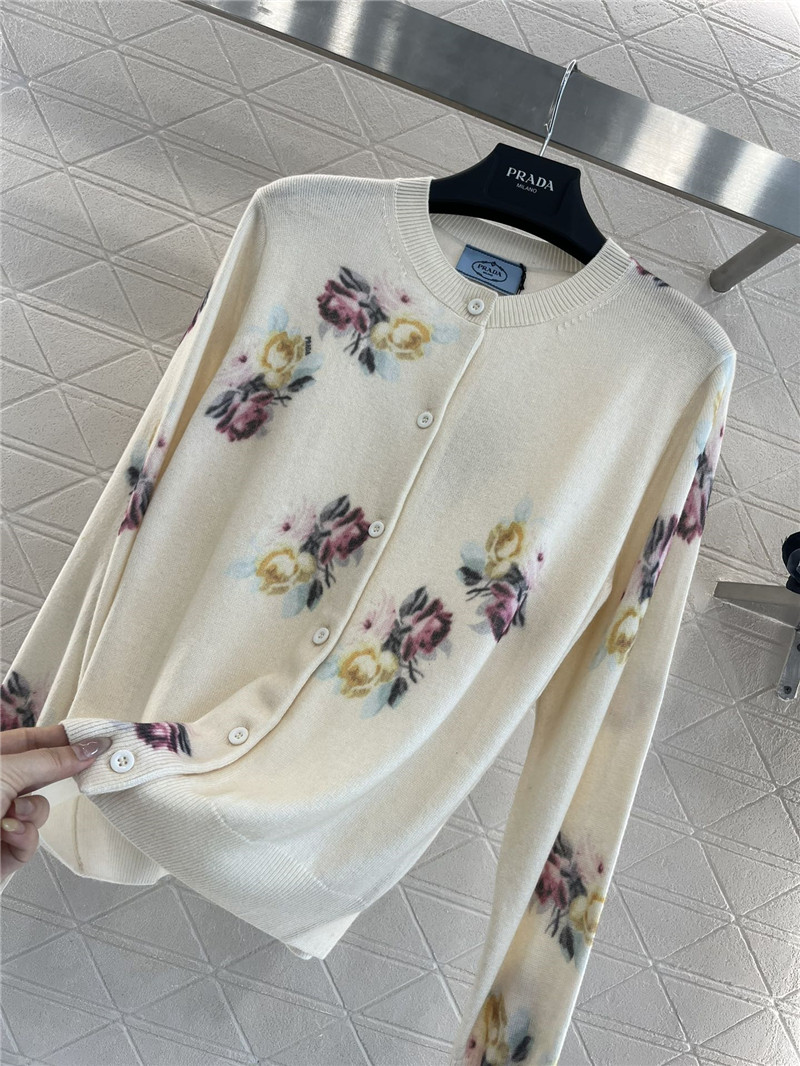 Pra*a floral print wool cardigan