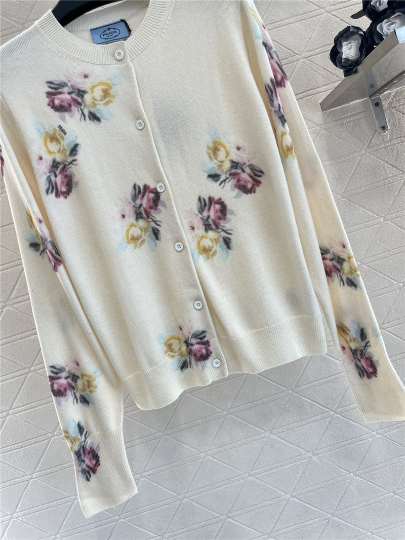 Pra*a floral print wool cardigan