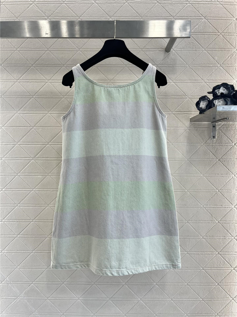 Ch**el contrast striped denim vest dress replica d&g clothing