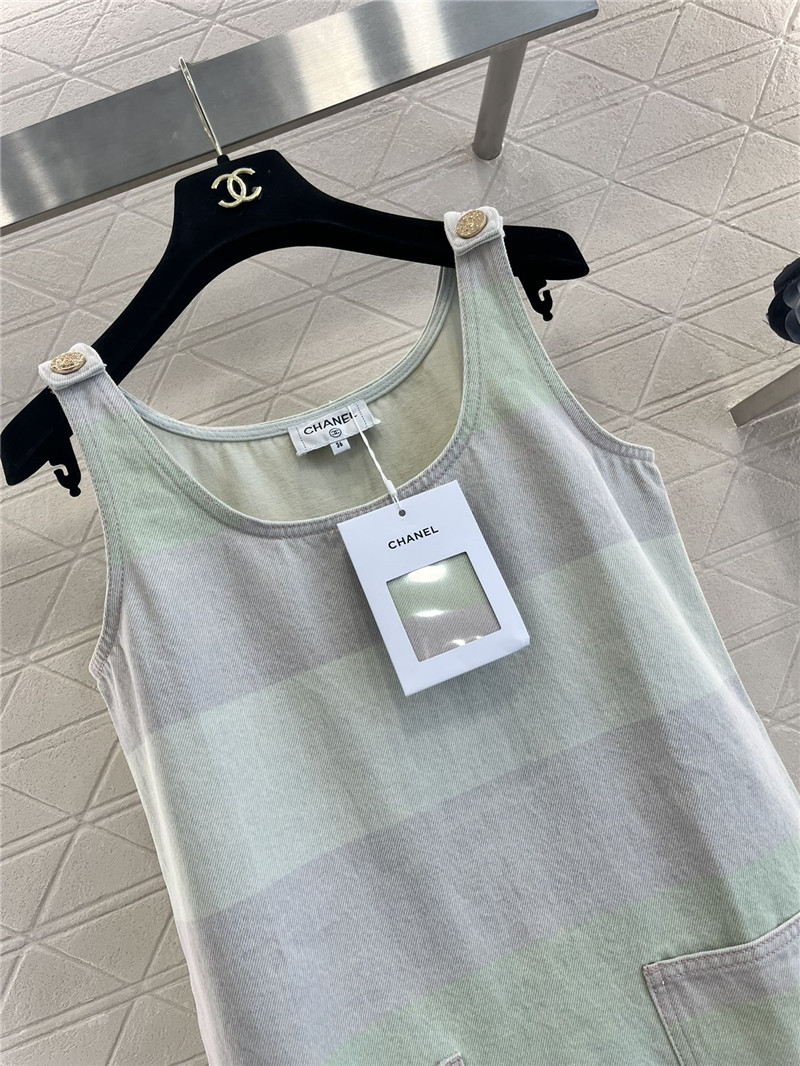 Ch**el contrast striped denim vest dress replica d&g clothing