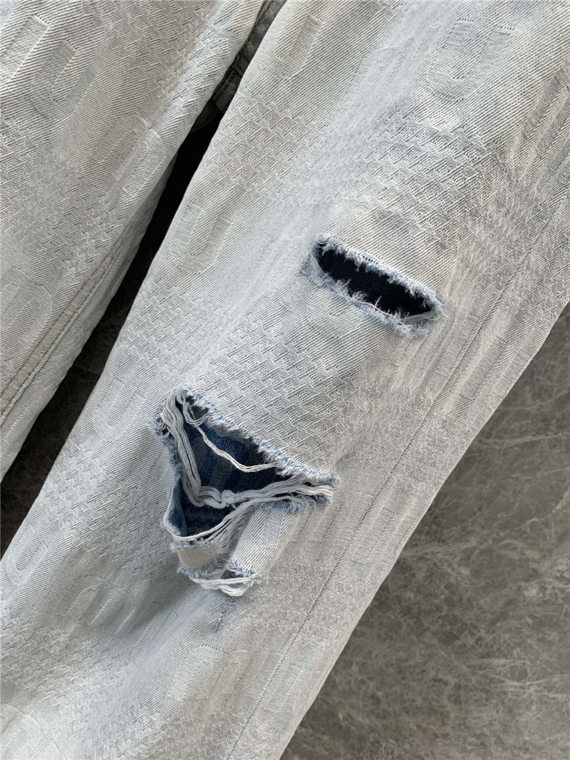 M1um1u letter jacquard ripped straight jeans replicas clothes