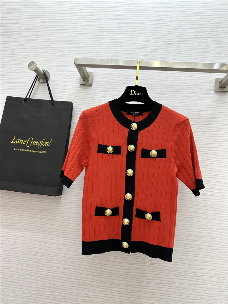 Balmain Red Cropped Cardigan Red