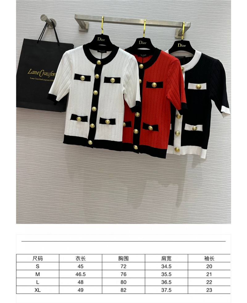 Balmain Red Cropped Cardigan Red