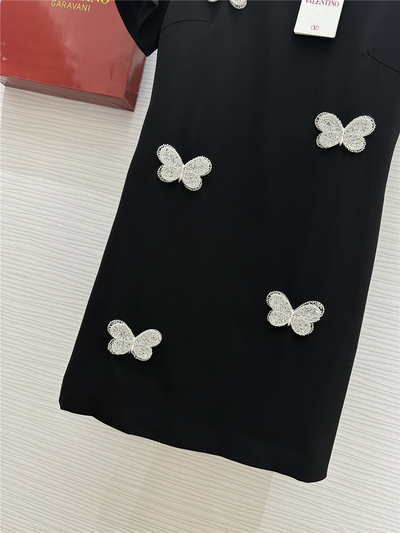 Va1e*ntin0 butterfly beaded round neck dress replicas clothes
