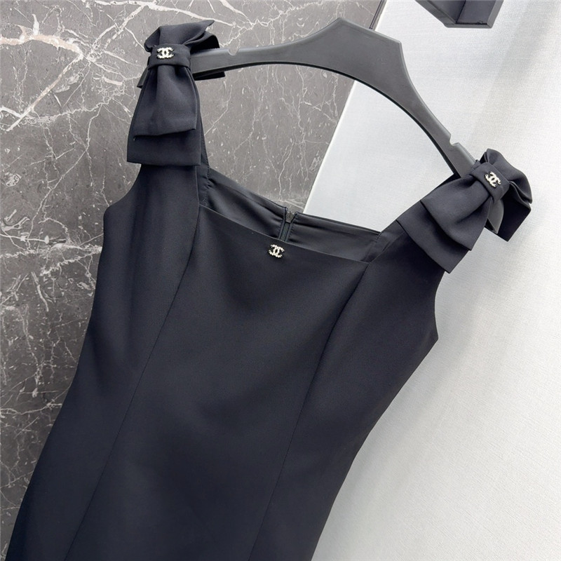 Ch**el shoulder strap bow little black dress replicas clothes