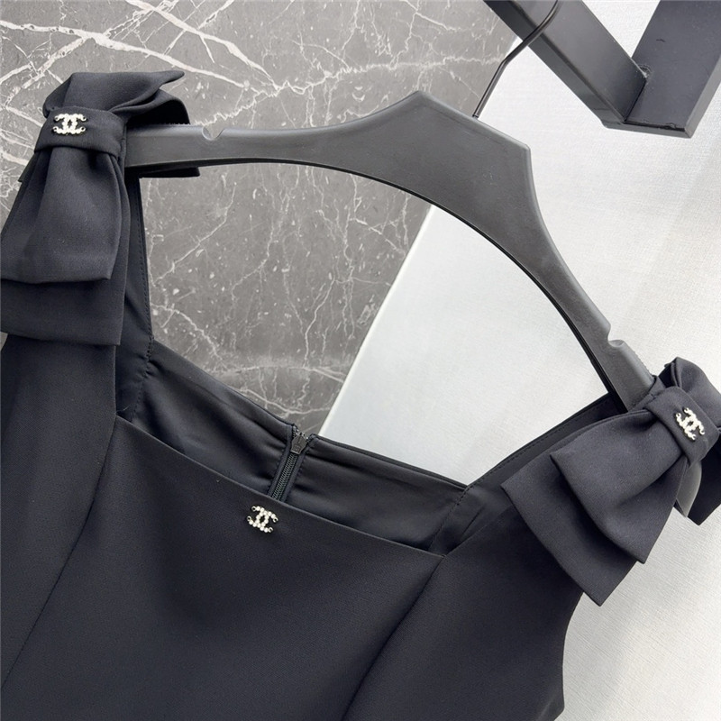 Ch**el shoulder strap bow little black dress replicas clothes