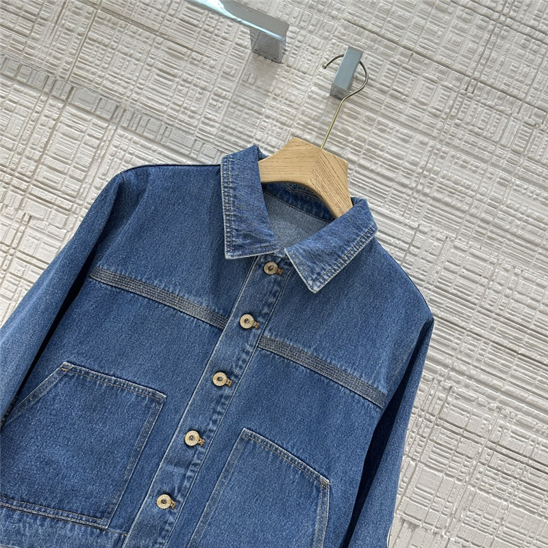 L0ew* vintage denim lapel jacket replica clothes