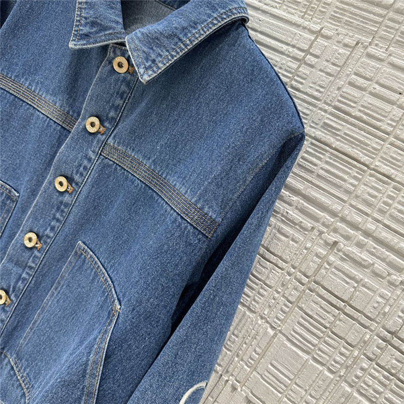L0ew* vintage denim lapel jacket replica clothes