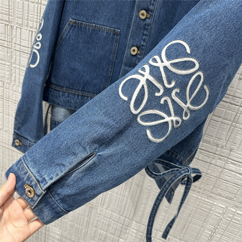 L0ew* vintage denim lapel jacket replica clothes