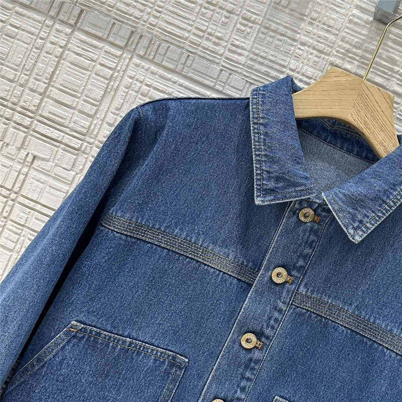 L0ew* vintage denim lapel jacket replica clothes