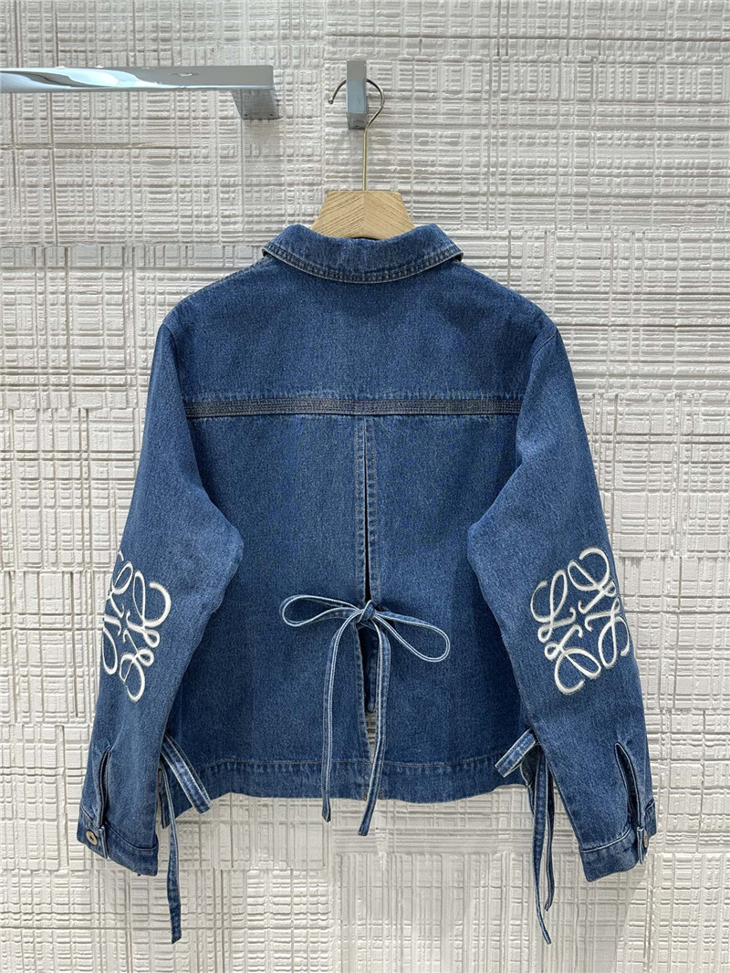L0ew* vintage denim lapel jacket replica clothes