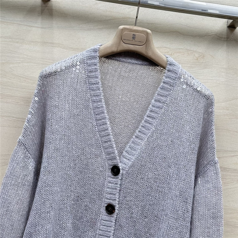 BC V-Neck Sequin Mohair Cardigan Grey