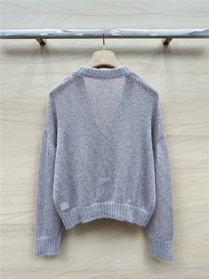 BC V-Neck Sequin Mohair Cardigan Grey