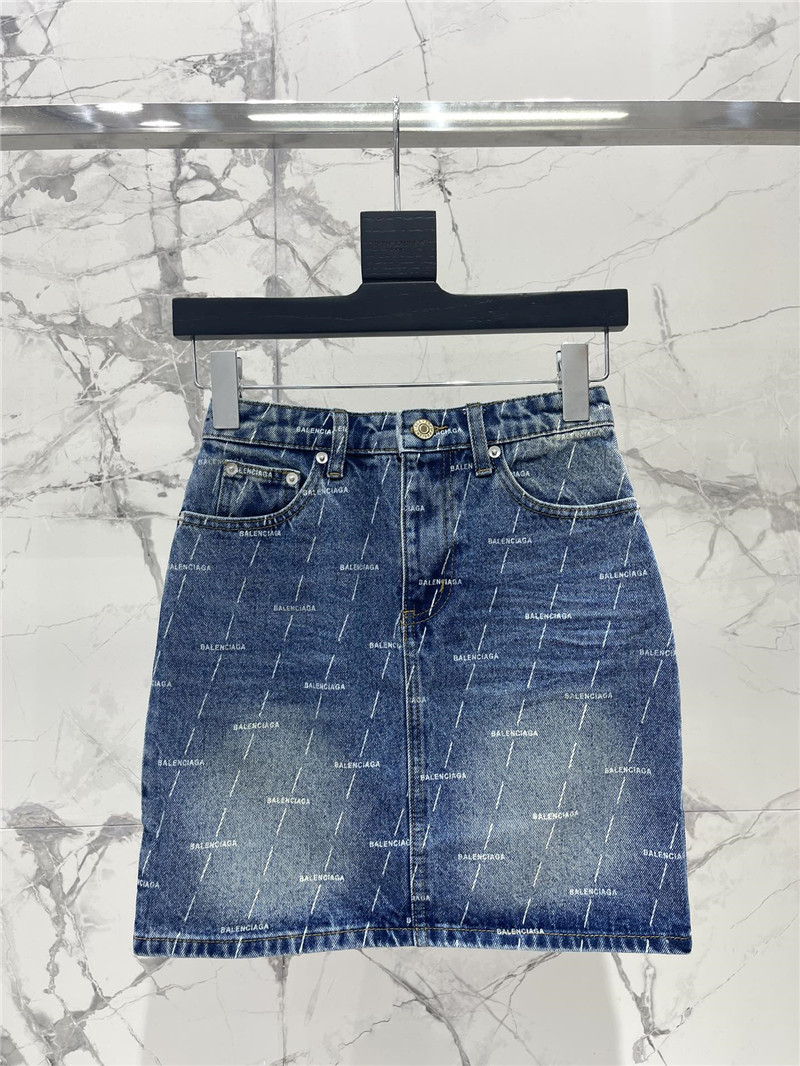 Ba1en*iaga diagonal stripe logo denim skirt replicas clothes