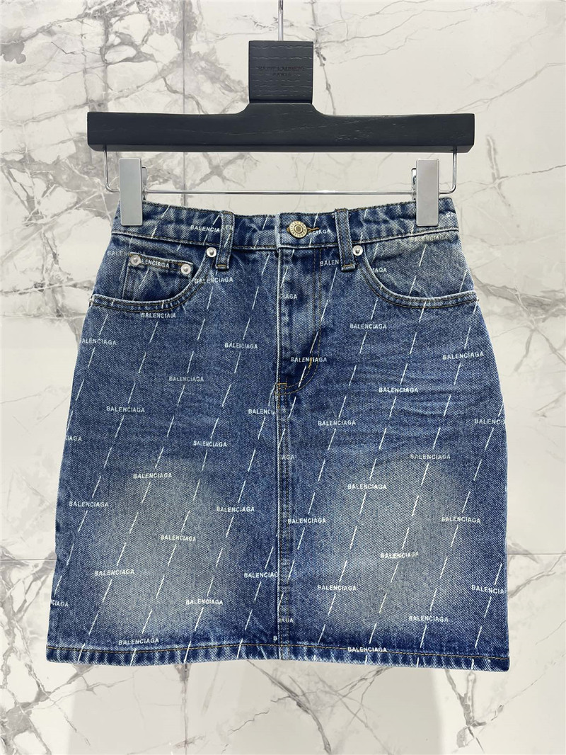 Ba1en*iaga diagonal stripe logo denim skirt replicas clothes
