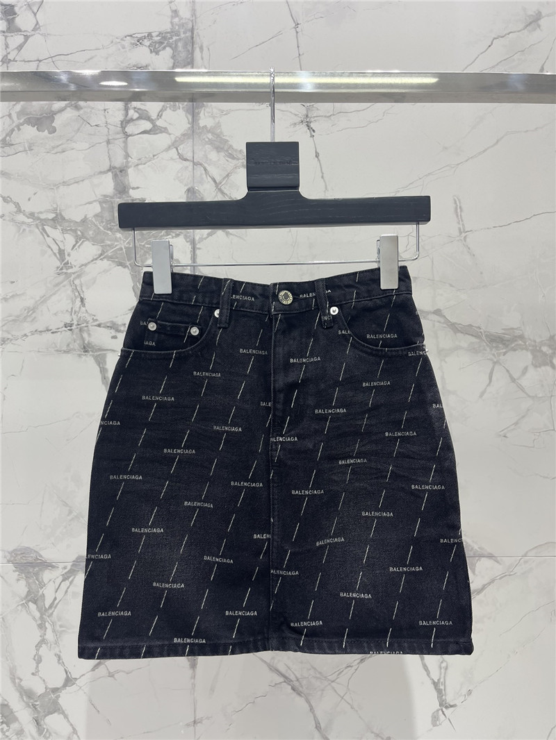 Ba1en*iaga diagonal stripe logo denim skirt replicas clothes