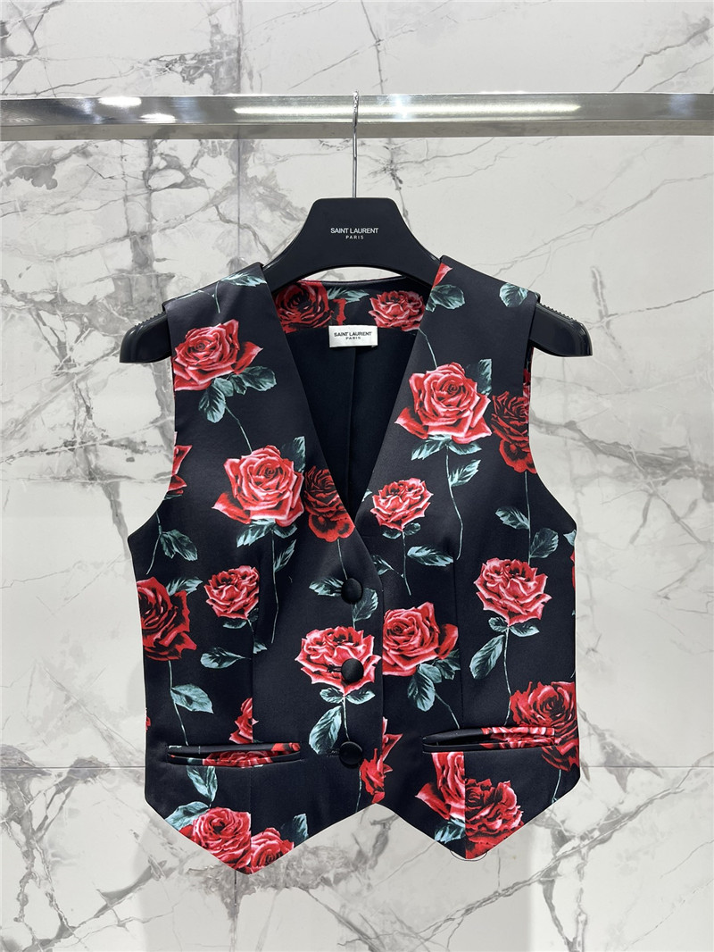 Sa1nt Lau*nt rose print jersey vest