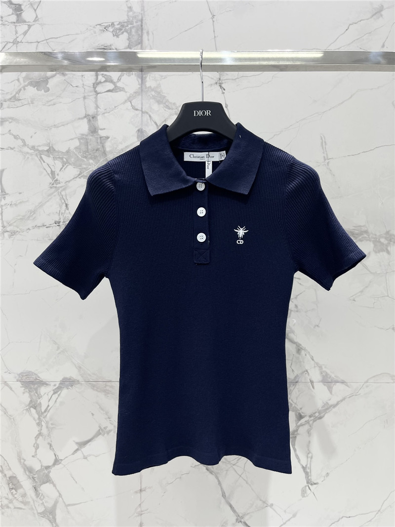 D10r navy blue short-sleeved knit polo shirt