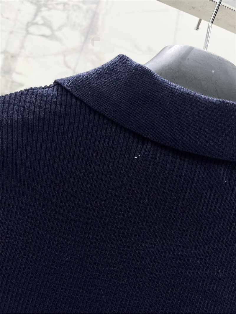 D10r navy blue short-sleeved knit polo shirt