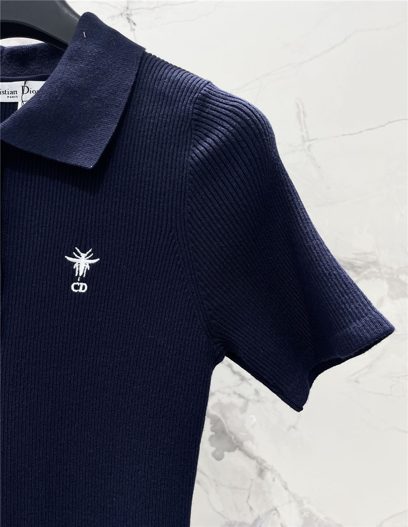 D10r navy blue short-sleeved knit polo shirt