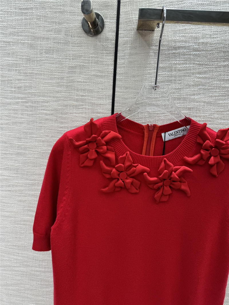 Va1e*ntin0 3d floral knitted short sleeves replica clothing
