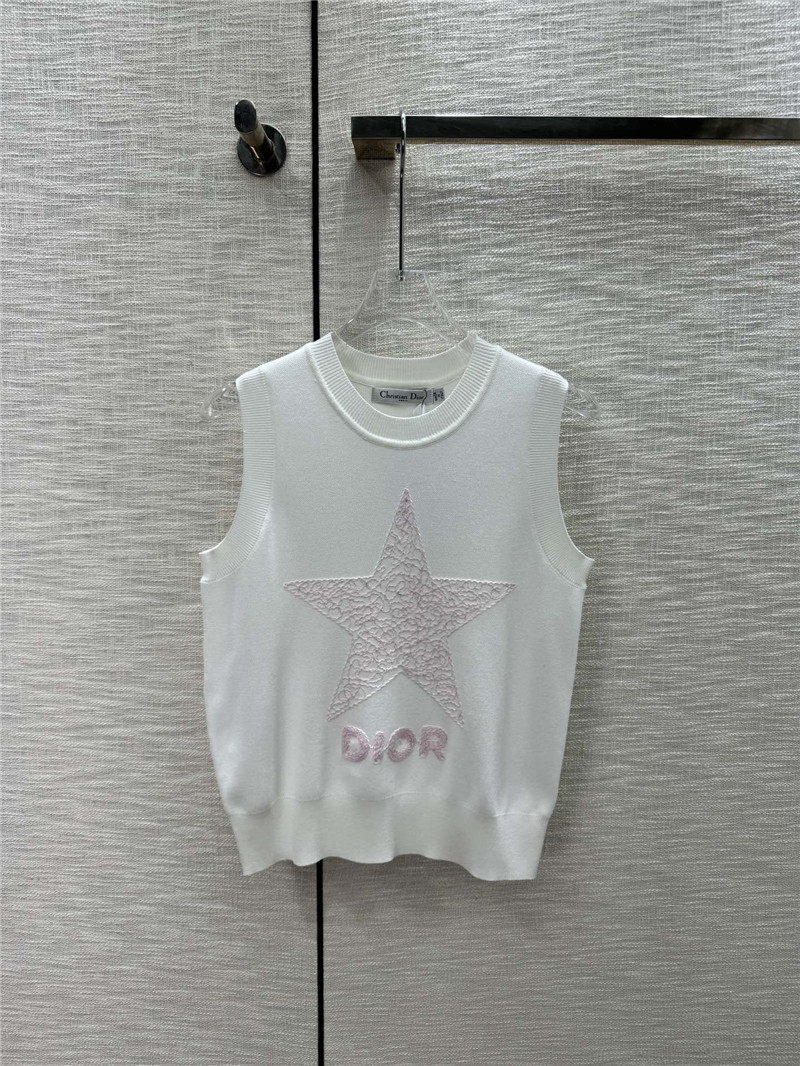 D10r embroidered five-pointed star knitted vest replicas clothes