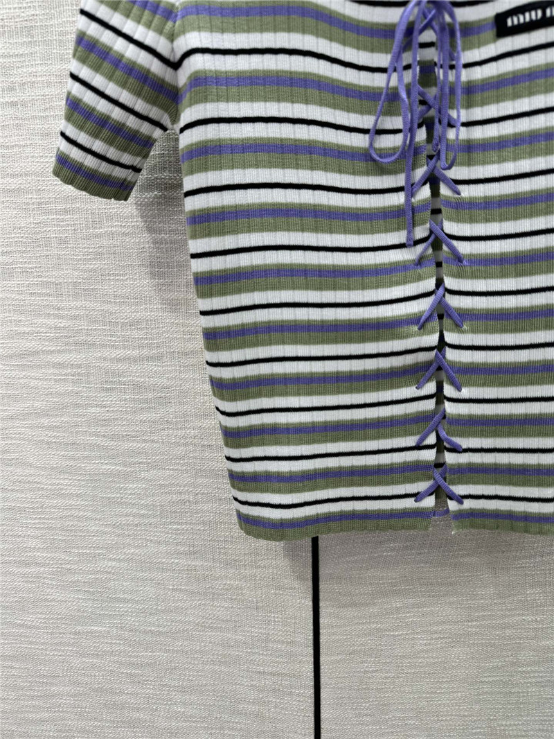 M1um1u contrast striped knitted short sleeves replica designer clothes