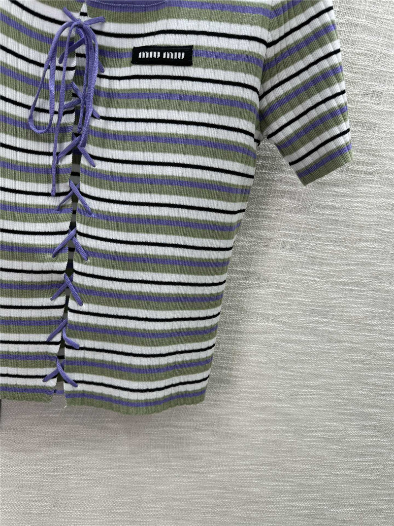 M1um1u contrast striped knitted short sleeves replica designer clothes